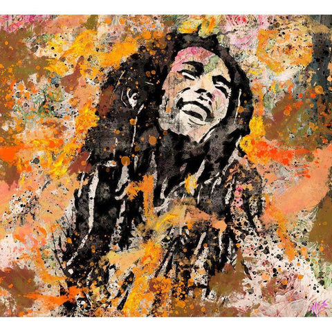 Bob Marley II Black Modern Wood Framed Art Print with Double Matting by Wiley, Marta