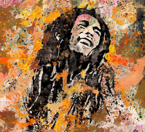 Bob Marley II Black Ornate Wood Framed Art Print with Double Matting by Wiley, Marta
