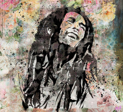 Bob Marley III White Modern Wood Framed Art Print with Double Matting by Wiley, Marta