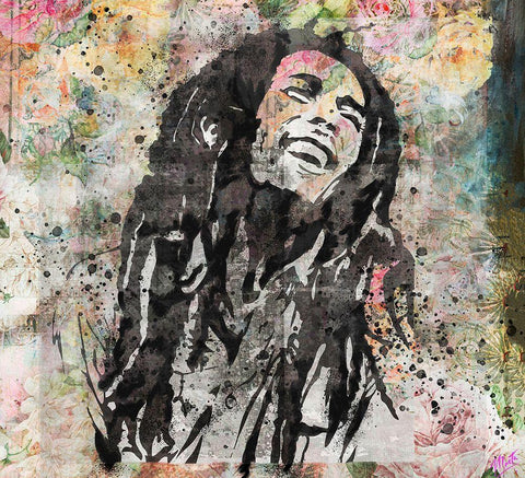 Bob Marley IIII Black Ornate Wood Framed Art Print with Double Matting by Wiley, Marta