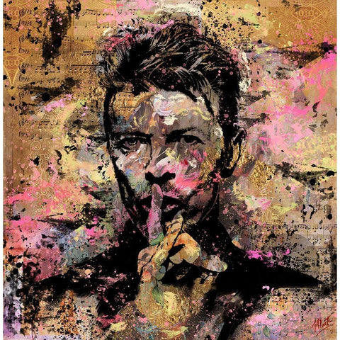 David Bowie I Black Modern Wood Framed Art Print by Wiley, Marta