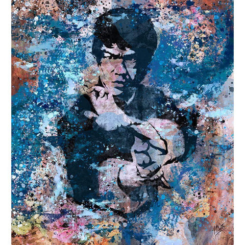 Bruce Lee VIII Black Modern Wood Framed Art Print with Double Matting by Wiley, Marta