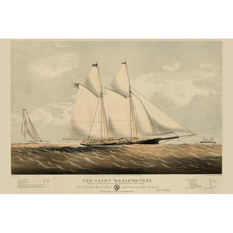 The Yacht Maria, 1861 White Modern Wood Framed Art Print by Unknown