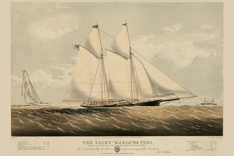 The Yacht Maria, 1861 White Modern Wood Framed Art Print with Double Matting by Unknown