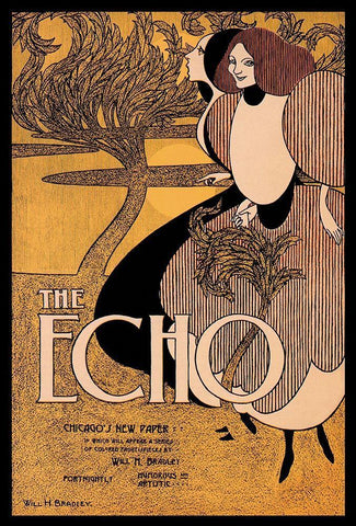 The Echo, 1895 White Modern Wood Framed Art Print with Double Matting by Bradley, William H.