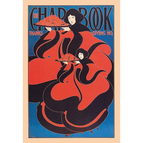 The Chap Book: Thanksgiving, 1895 White Modern Wood Framed Art Print by Bradley, William H.