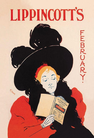 Lippincotts, February 1895, 1895 Black Ornate Wood Framed Art Print with Double Matting by Carqueville, William L.