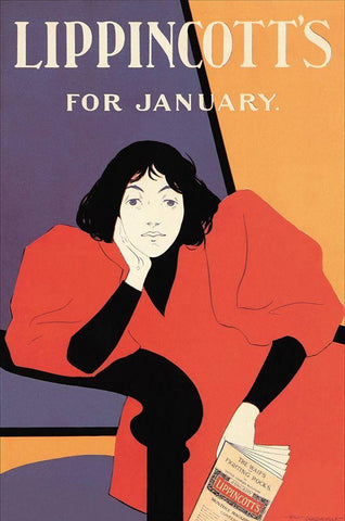 Lippincotts for January 1895, 1895 White Modern Wood Framed Art Print with Double Matting by Carqueville, William L.