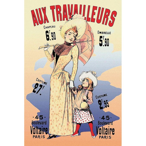 Aux Travailleurs White Modern Wood Framed Art Print by Choubrac, Alfred
