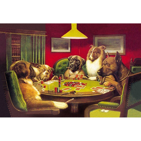 Poker Dogs: A Bold Bluff, 1903 Black Modern Wood Framed Art Print with Double Matting by Coolidge, C.M.