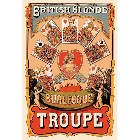 British Blonde Burlesque Troupe, 1870 Gold Ornate Wood Framed Art Print with Double Matting by Corbyn, Sheridan