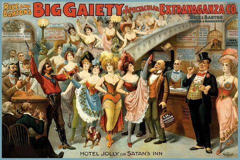 Hotel Jolly or Satans Inn, 1899 Black Ornate Wood Framed Art Print with Double Matting by Courier Litho Company