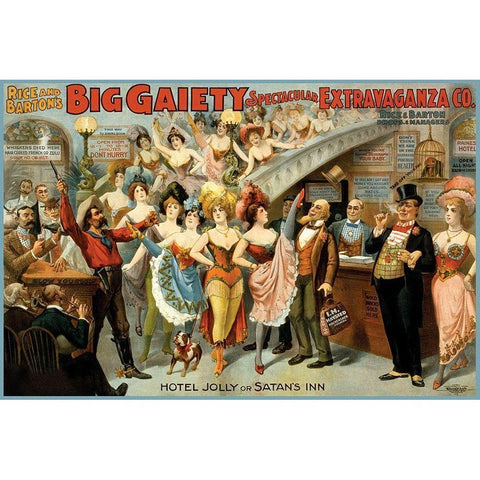 Hotel Jolly or Satans Inn, 1899 Gold Ornate Wood Framed Art Print with Double Matting by Courier Litho Company