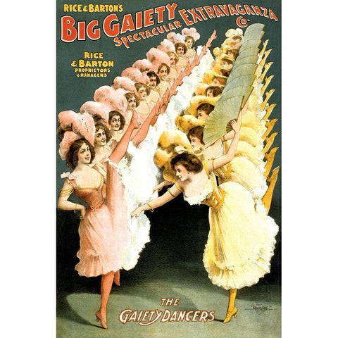 The Gaiety Dancers, 1900 White Modern Wood Framed Art Print by Courier Litho Company