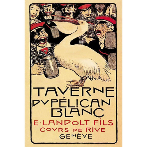 Taverne du Pelican Blanc, 1893 Black Modern Wood Framed Art Print by Forestier, Henry-Claudius
