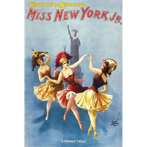 Miss New York Jr. Burlesque, 1897 White Modern Wood Framed Art Print by H.C. Miner Litho Co.