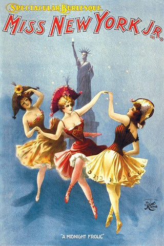 Miss New York Jr. Burlesque, 1897 Black Ornate Wood Framed Art Print with Double Matting by H.C. Miner Litho Co.