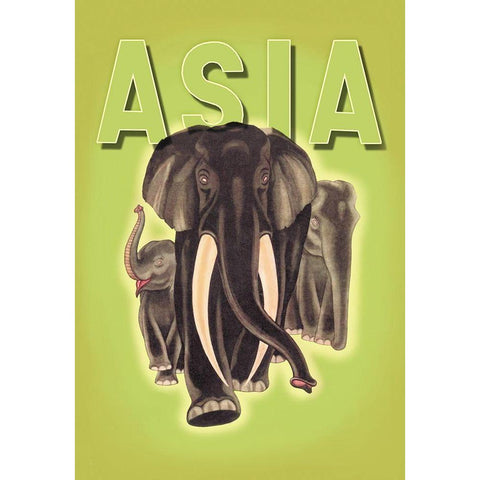 Indian Elephants, 1934 Black Modern Wood Framed Art Print with Double Matting by Harrer, Robert