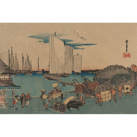 Okido at Takanawa (Takanawa okido no zu), 1832 White Modern Wood Framed Art Print by Hiroshige, Ando