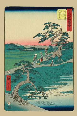 Chiryu, 1855 Black Ornate Wood Framed Art Print with Double Matting by Hiroshige, Ando