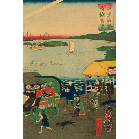 Famous places in Tokyo: real view of Takanawa (Tokyo meisho Takanawa no shinkei) #3, 1870 White Modern Wood Framed Art Print by Hiroshige, Utagawa