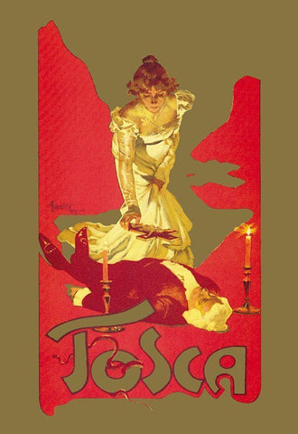 Tosca, 1899 Black Ornate Wood Framed Art Print with Double Matting by Hohenstein, Adolfo