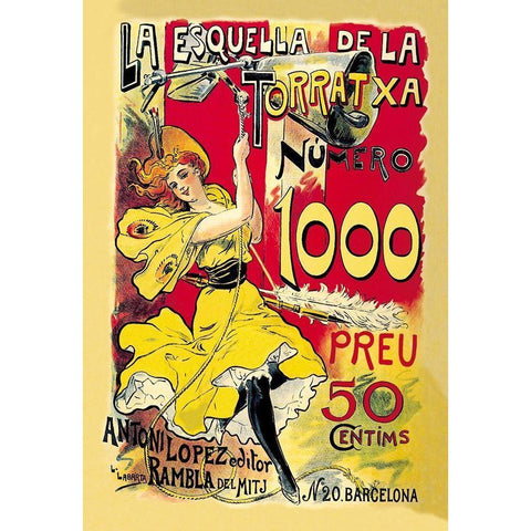 La Esquella de la Torratxa, 1898 White Modern Wood Framed Art Print by Labarta, L.