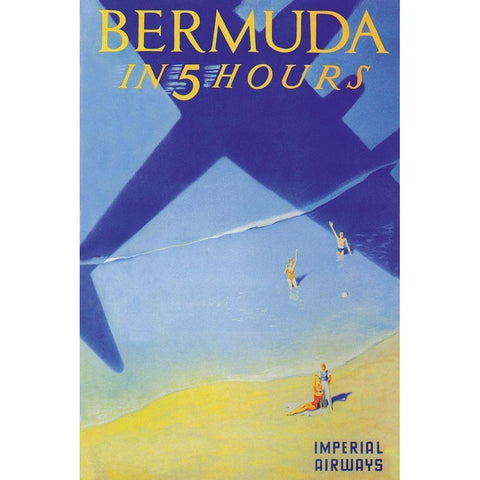 Bermuda in 5 Hours, 1937 Black Modern Wood Framed Art Print with Double Matting by Lawler, Paul