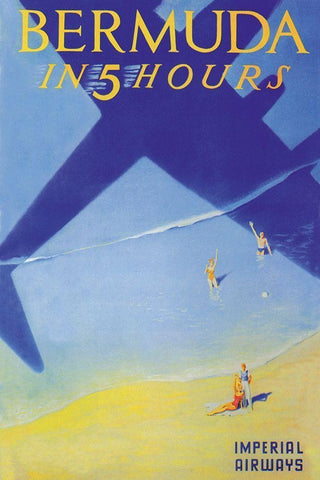 Bermuda in 5 Hours, 1937 White Modern Wood Framed Art Print with Double Matting by Lawler, Paul