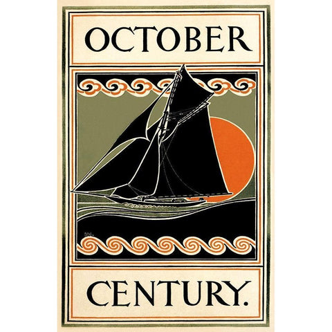 October Century Black Modern Wood Framed Art Print with Double Matting by Lawrence, H.M.