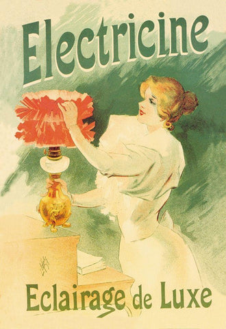 Electricine, Luxury Lighting, 1895 Black Ornate Wood Framed Art Print with Double Matting by Lefevre, Lucien