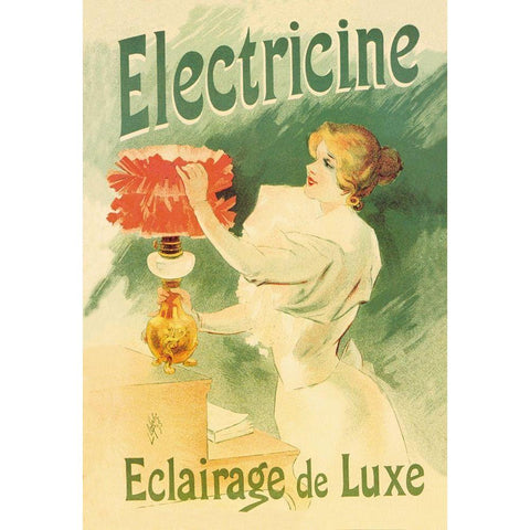 Electricine, Luxury Lighting, 1895 Black Modern Wood Framed Art Print by Lefevre, Lucien