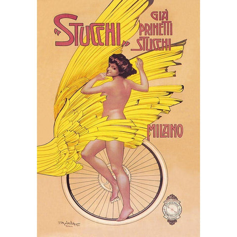 Stucchi Bicycles Black Modern Wood Framed Art Print with Double Matting by Malerba, Gian Emilio