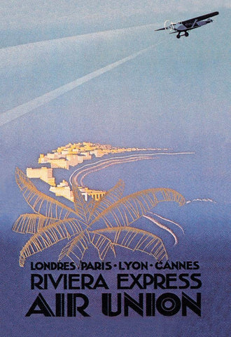 Riviera Express Air Union White Modern Wood Framed Art Print with Double Matting by Maurus, E.