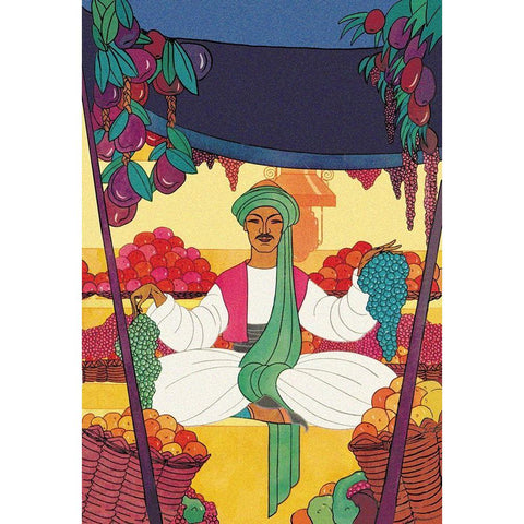 Afghanistan - The Bazaar Fruit-Seller, 1925 Gold Ornate Wood Framed Art Print with Double Matting by McIntosh, Frank