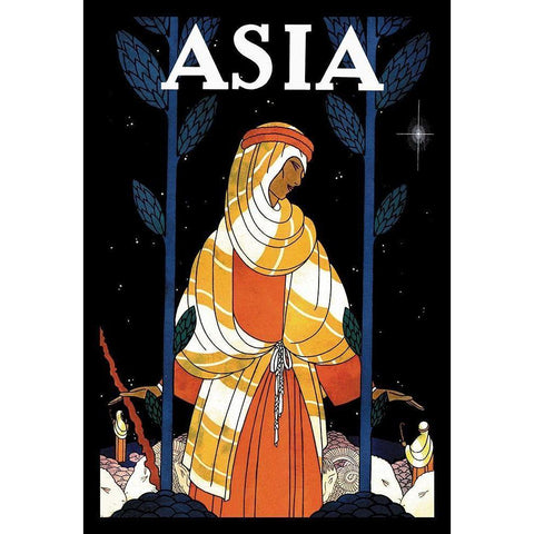 Palestine - Starlight with Title, 1925 Gold Ornate Wood Framed Art Print with Double Matting by McIntosh, Frank