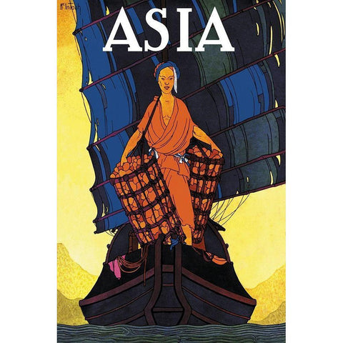 Chin Cargoes - with Title, 1925 Gold Ornate Wood Framed Art Print with Double Matting by McIntosh, Frank