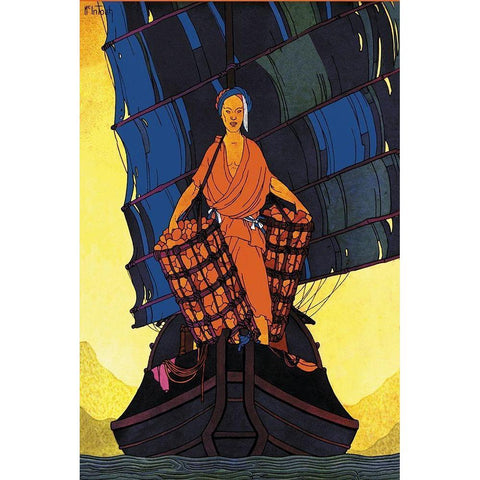 China-Cargoes, 1925 Black Modern Wood Framed Art Print by McIntosh, Frank
