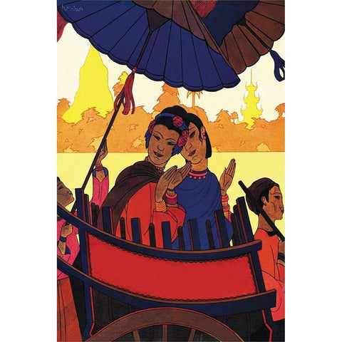 Burma-The Golden Landscape, 1925 Black Modern Wood Framed Art Print with Double Matting by McIntosh, Frank