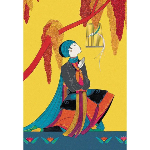 The Talking Bird, 1926 Black Modern Wood Framed Art Print by McIntosh, Frank