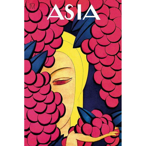 Persian Low Hanging Grapes with Title, 1926 Gold Ornate Wood Framed Art Print with Double Matting by McIntosh, Frank