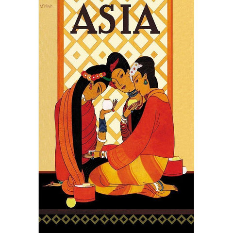 Burm Gossip with Title, 1926 Black Modern Wood Framed Art Print by McIntosh, Frank