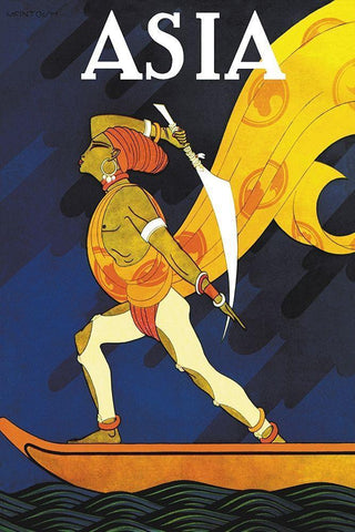 The Bark of the False Caliph with Title, 1926 Black Ornate Wood Framed Art Print with Double Matting by McIntosh, Frank