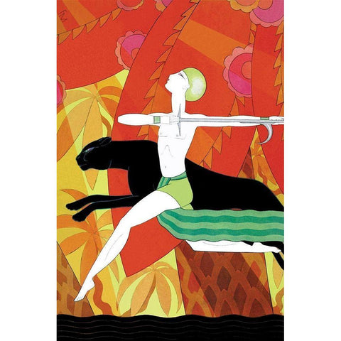 Mowgli and the Black Panther, 1926 White Modern Wood Framed Art Print by McIntosh, Frank