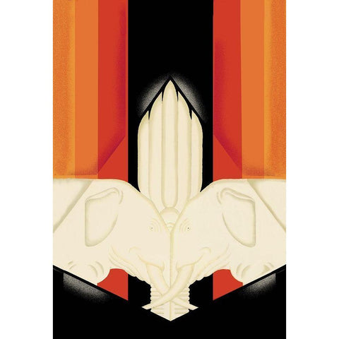 The Ivory Elephants, 1927 Black Modern Wood Framed Art Print with Double Matting by McIntosh, Frank