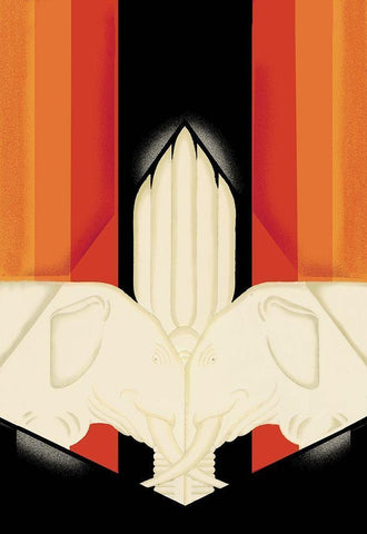 The Ivory Elephants, 1927 White Modern Wood Framed Art Print with Double Matting by McIntosh, Frank