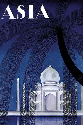 In Agra with Title, 1930 Black Ornate Wood Framed Art Print with Double Matting by McIntosh, Frank