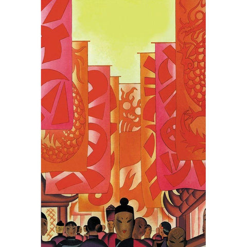 Old China, 1930 Black Modern Wood Framed Art Print by McIntosh, Frank