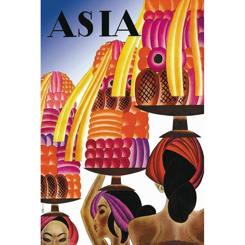 The Balinese Go Templewards with Title, 1931 Black Modern Wood Framed Art Print with Double Matting by McIntosh, Frank