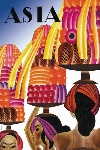 The Balinese Go Templewards with Title, 1931 White Modern Wood Framed Art Print with Double Matting by McIntosh, Frank